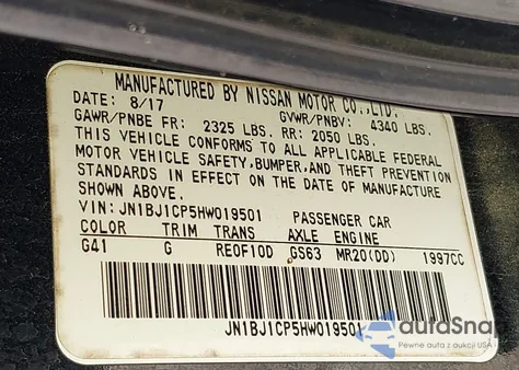 2017 Nissan Rogue Sport Sv из США, поврежденный, VIN JN1BJ1CP5HW019501